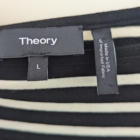 Theory | Lesnoy Stripe Cotton Cashmere Black White Dress Large Stretchy - Picture 9 of 11